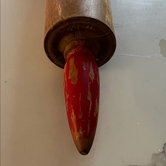 Vintage Red and Brown Rolling Pin - Picture 2 of 3